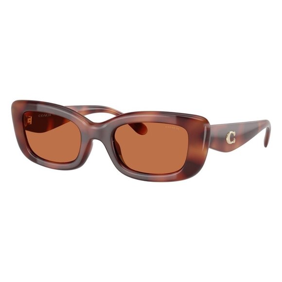 New COACH CR610 Havana Rectangle HC8390U 5774/73 Sunglasses Women - Picture 1 of 5